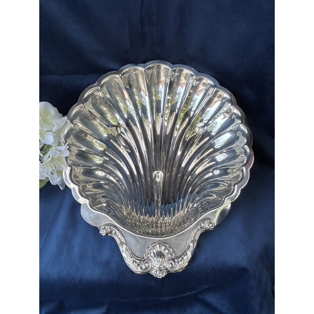 English Silver Corp. Large Silver Plated Scallop Shell Bowl USA - Picture 9 of 15